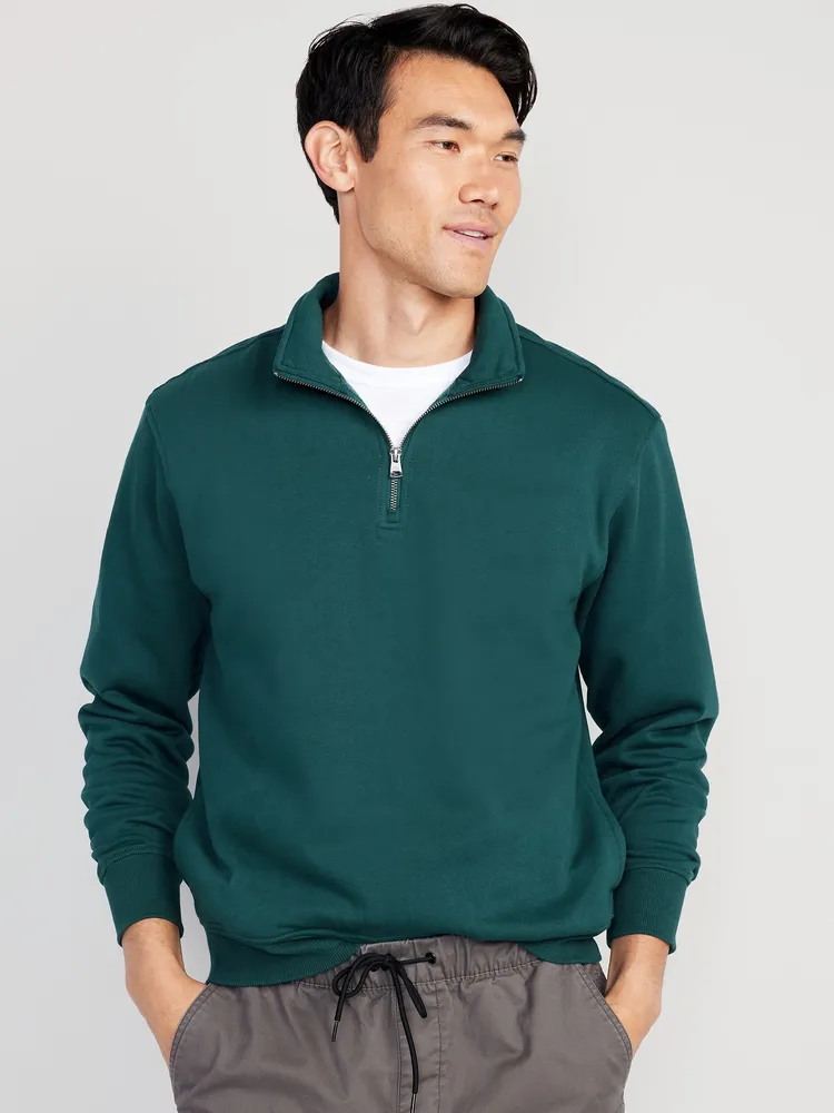 Oversized Quarter-Zip Mock-Neck Sweatshirt for Men