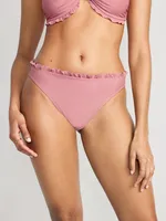 Mid-Rise Ruffle-Trim Bikini Swim Bottoms