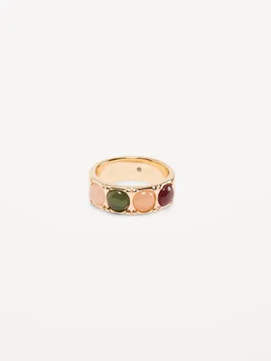 Gold-Plated Multicolor Stone Ring for Women