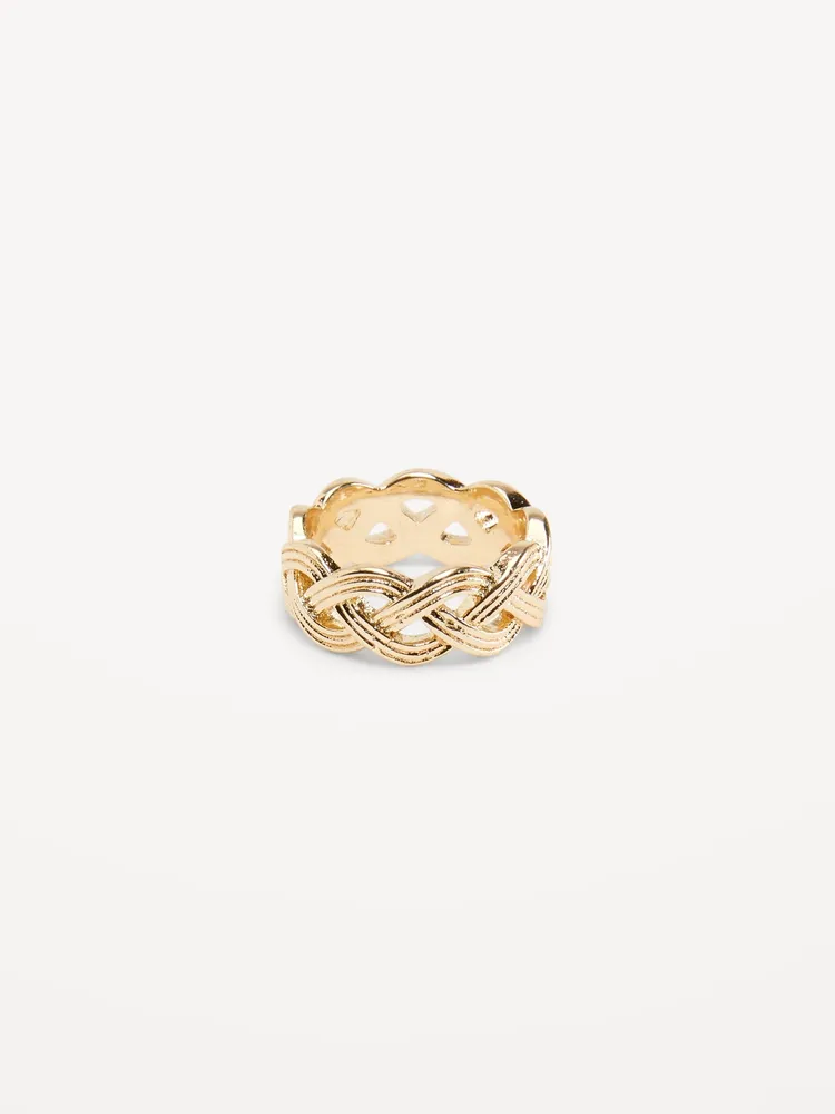 Gold-Plated Braided Ring for Women