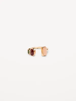 Gold-Plated Geometric Open Ring for Women