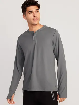 Long-Sleeve Thermal-Knit Performance Henley for Men