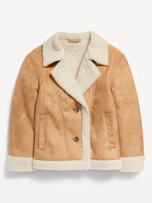 Faux-Suede Sherpa Jacket for Girls