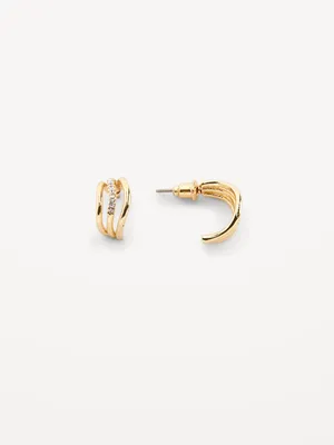 Real Gold-Plated Statement Stud Earrings for Women