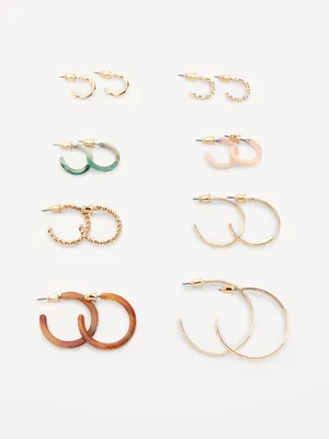 Open Hoop Earrings Variety 8-Pack for Women