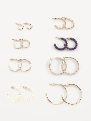 Gold-Plated Open Hoop Earring Variety 8-Pack for Women
