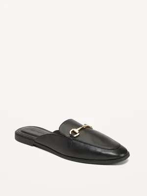 Faux-Leather Loafer Mule Shoes for Women