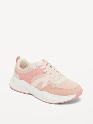 Chunky Faux-Leather Mesh Sneakers for Girls