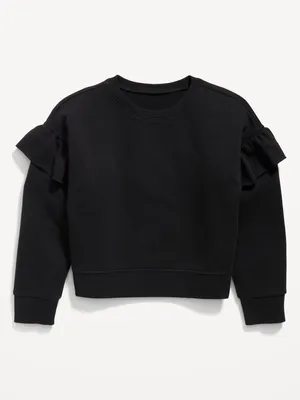 Crew-Neck Ruffle-Trim Sweatshirt for Girls