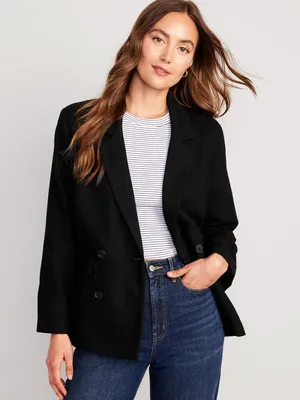 Double-Breasted Textured Blazer for Women