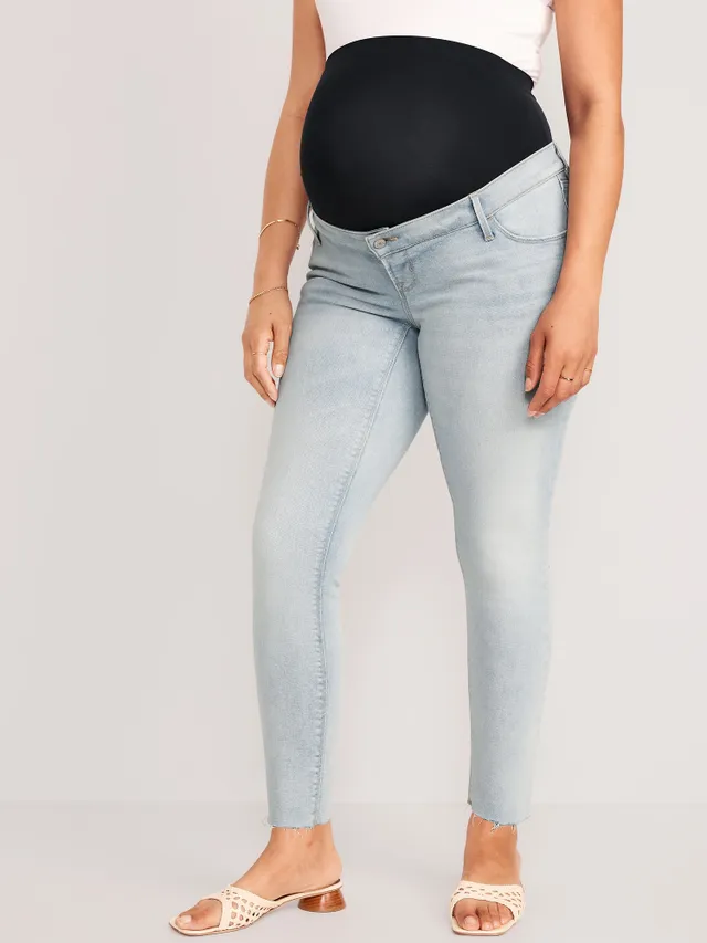 Old Navy Maternity Premium Full Panel Rockstar Super Skinny Cut-Off Jeans