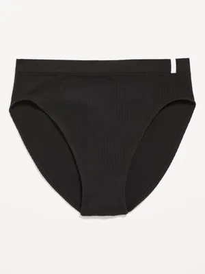 High-Waisted French-Cut Seamless Rib-Knit Bikini Underwear for Women