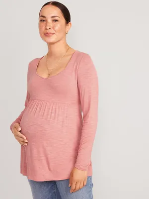 Maternity Long-Sleeve Slub-Knit Peplum Top