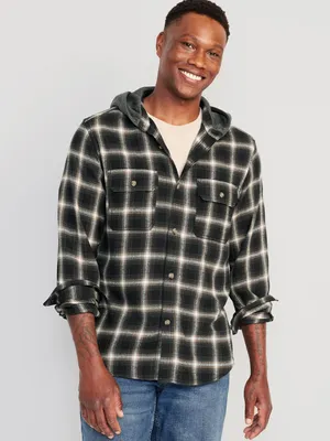 Hooded Flannel Shacket for Men