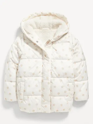 Cocoon Sherpa-Lined Hooded Puffer Jacket for Girls