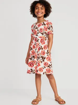Matching Short-Sleeve Printed Jersey Dress for Girls