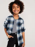 Cozy Long-Sleeve Button-Front Plaid Tunic Shirt for Girls