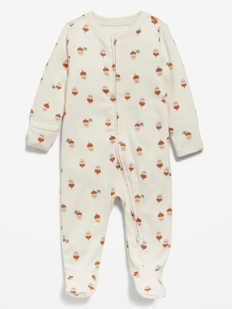 Unisex Printed 2-Way-Zip Sleep & Play Footed One-Piece for Baby