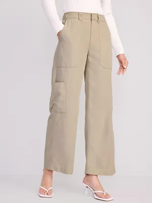 Mid-Rise Cargo Wide-Leg Pants