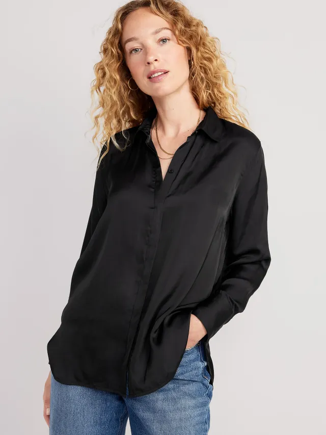 Dolman-Sleeve Satin Shirt