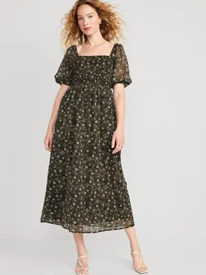 Fit & Flare Smocked Maxi Dress for Women
