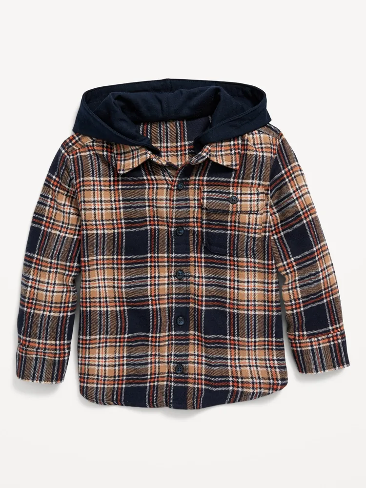 Old Navy Hooded Soft-Brushed Flannel Shirt for Toddler Boys