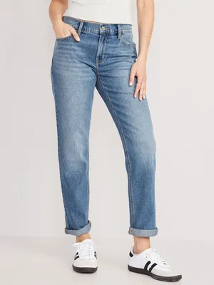 Mid-Rise Boyfriend Straight Jeans for Women