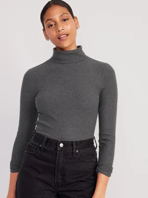 Fitted Plush Rib-Knit Turtleneck