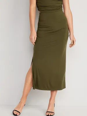 High-Waisted Ruched Maxi Skirt for Women