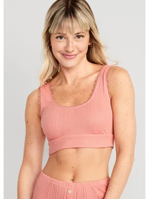 Pointelle-Knit Bralette Top for Women