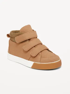 Canvas High-Top Secure-Strap Sneakers for Toddler Boys