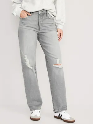 High-Waisted OG Loose Button-Fly Ripped Jeans