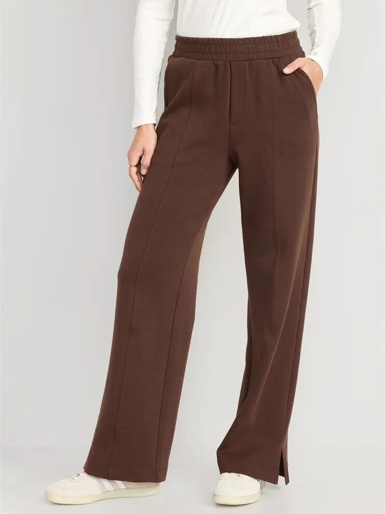 High-Waisted Dynamic Fleece Wide-Leg Trouser Pants