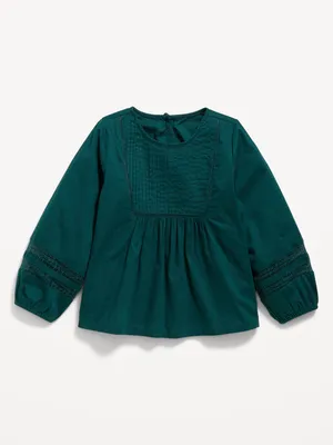 Long-Sleeve Pintuck-Lace Top for Toddler Girls