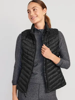 Narrow-Channel Quilted Puffer Vest for Women