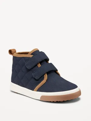 High-Top Quilted Canvas Double-Strap Sneakers for Toddler Boys