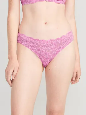 Mid-Rise Lace Bikini Underwear for Women