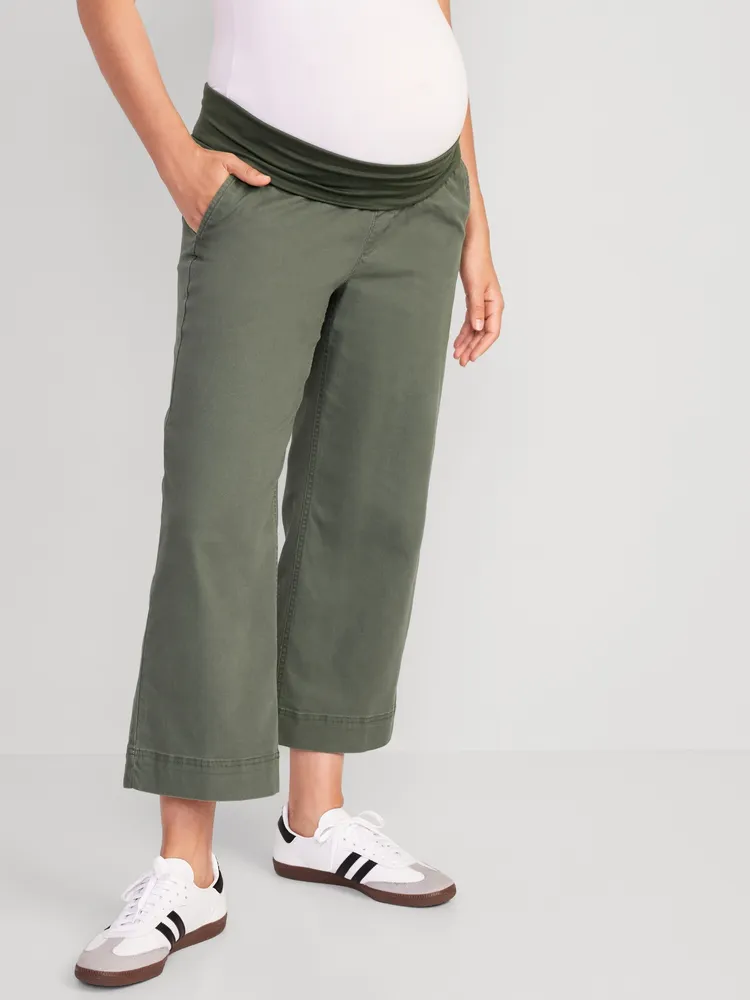 Old Navy Maternity Rollover-Waist Wide-Leg Chino Pants