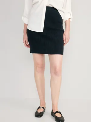 High-Waisted Rib-Knit Mini Skirt for Women