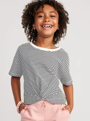 Short-Sleeve Striped Twist-Front T-Shirt for Girls