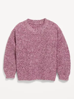 Long-Sleeve Waffle-Stitch Sweater for Toddler Girls