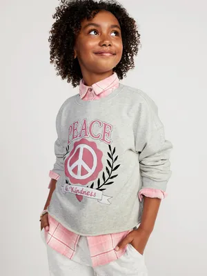 Vintage Printed Slouchy Crew-Neck Sweatshirt for Girls