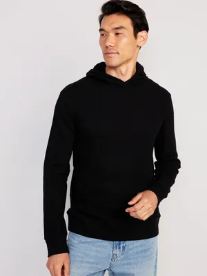 Waffle-Knit Pullover Hoodie for Men
