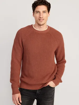 Crew-Neck Shaker-Stitch Sweater for Men