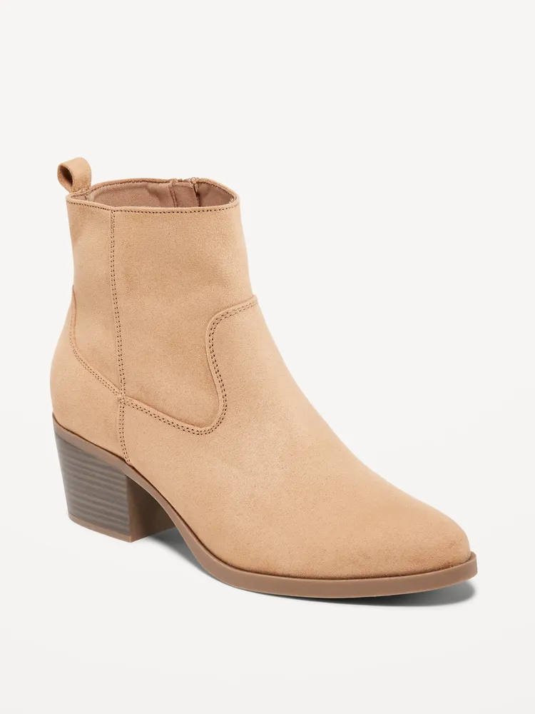 Faux Suede Western Ankle Boots for Women