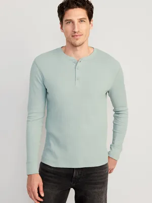 Waffle-Knit Henley T-Shirt