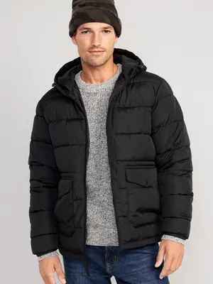 Hooded Quilted Puffer Jacket for Men