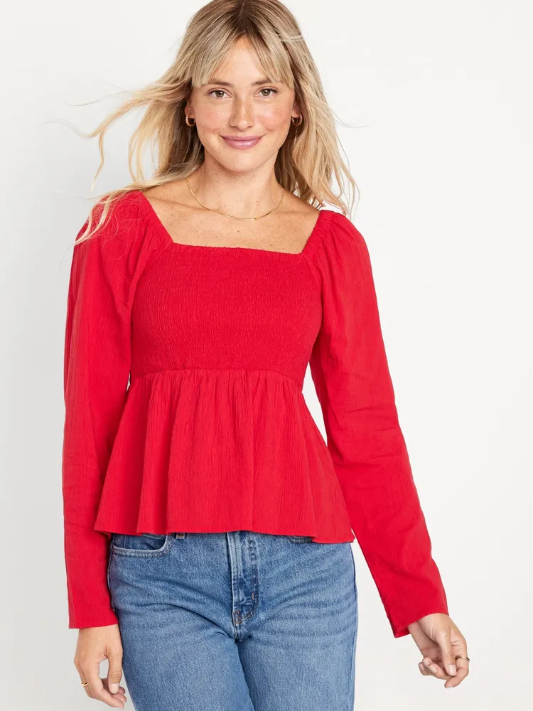 Smocked Crepe Top