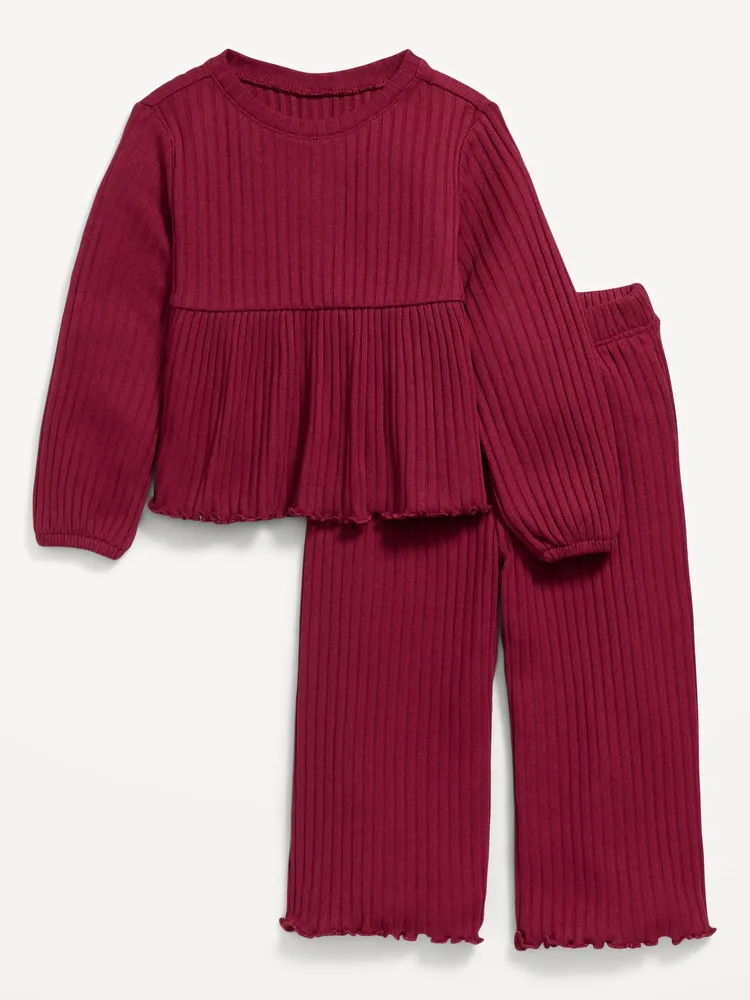 Old Navy Long-Sleeve Peplum Top and Wide-Leg Pants Set for Toddler