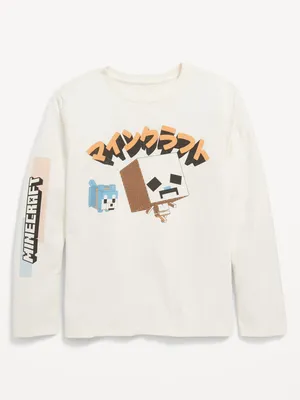 Gender-Neutral Long-Sleeve Minecraft Graphic T-Shirt for Kids